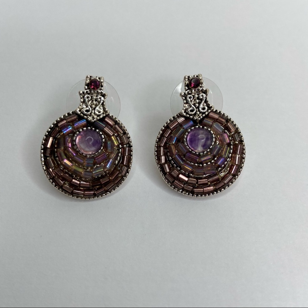 Purple Beads Earrings